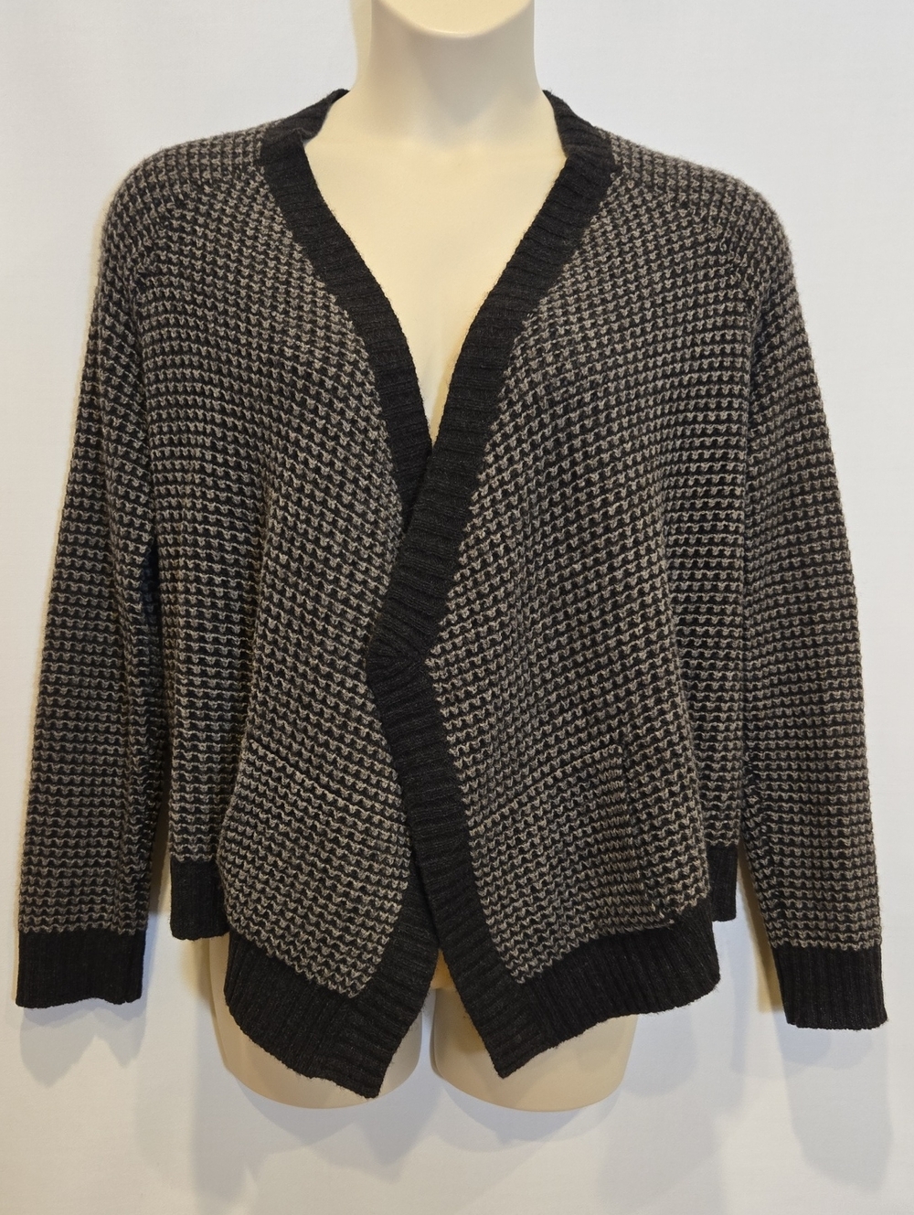 Eileen Fisher Wool Yak Open Knit Cardigan Sweater M Drape Waterfall Open Font